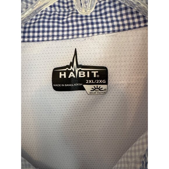 Habit Blue & White Gingham Sun Resistant Vented Fishing Shirt Size 2XL - Picture 2 of 8
